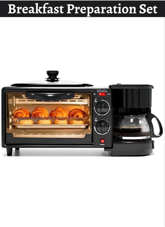 3-In-1 Multifunction Breakfast Set, Featuring an Oven, a Frying Pan, and a Coffee Maker