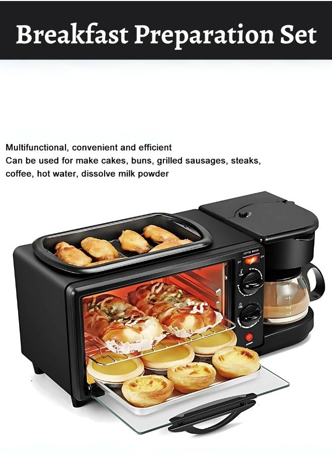 3-In-1 Multifunction Breakfast Set, Featuring an Oven, a Frying Pan, and a Coffee Maker