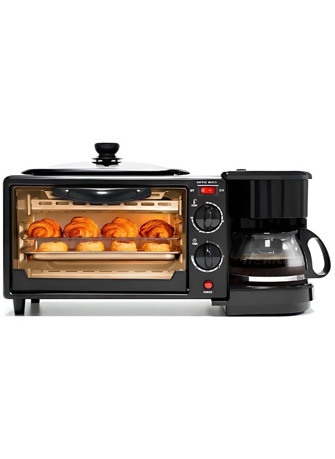 3-In-1 Multifunction Breakfast Set, Featuring an Oven, a Frying Pan, and a Coffee Maker