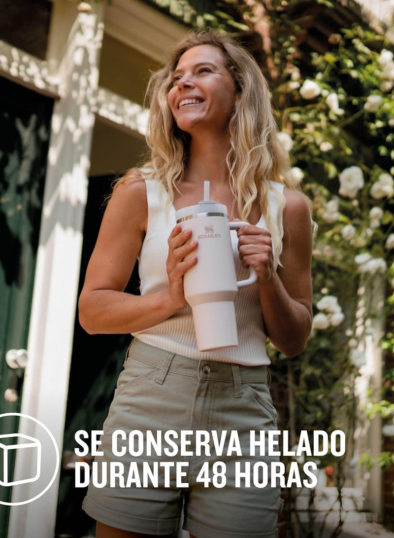 Stanley Quencher H2.0 FlowState Tumbler 40 OZ Rose Quartz Stainless Steel Vacuum Insulated with 3-Position Lid and Straw Perfect for Water Iced Tea Coffee On-the-Go Hydration Ideal Gift Cup - Image 2