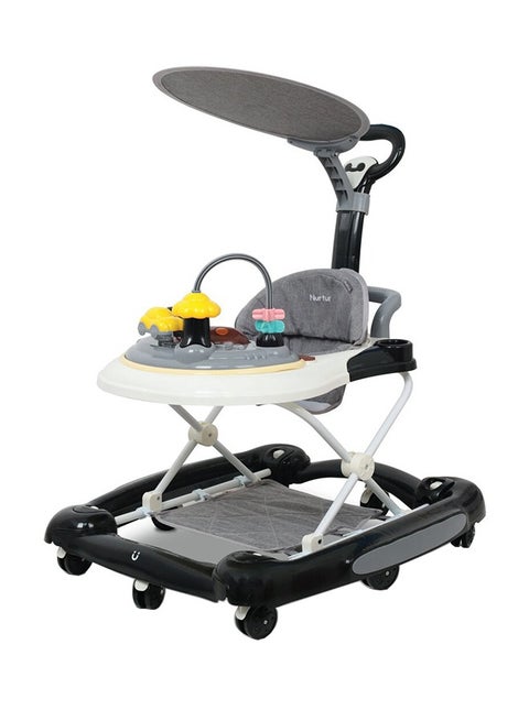 مشاية أطفال 2 في 1 قابلة للتعديل مع موسيقى ولعبة ومقعد دوار للأطفال من 6 إلى 18 شهرًا