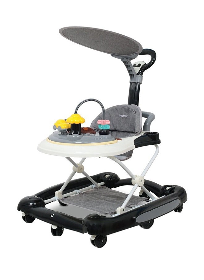 Nurtur - 2 In 1 Baby Walker Adjustable 5 Gear Cushion Adjustable With Music Toy Learning Seat Swivel Wheels Safe And Comfortable For 6 To 18 Months - Image 1