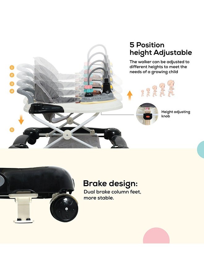 Nurtur - 2 In 1 Baby Walker Adjustable 5 Gear Cushion Adjustable With Music Toy Learning Seat Swivel Wheels Safe And Comfortable For 6 To 18 Months - Image 1