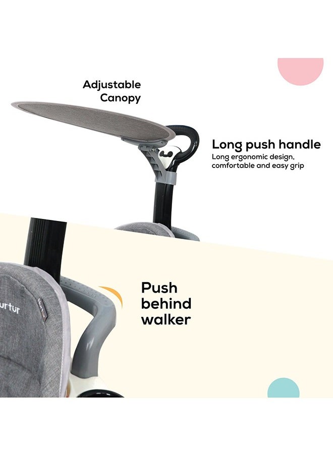 Nurtur - 2 In 1 Baby Walker Adjustable 5 Gear Cushion Adjustable With Music Toy Learning Seat Swivel Wheels Safe And Comfortable For 6 To 18 Months - Image 1