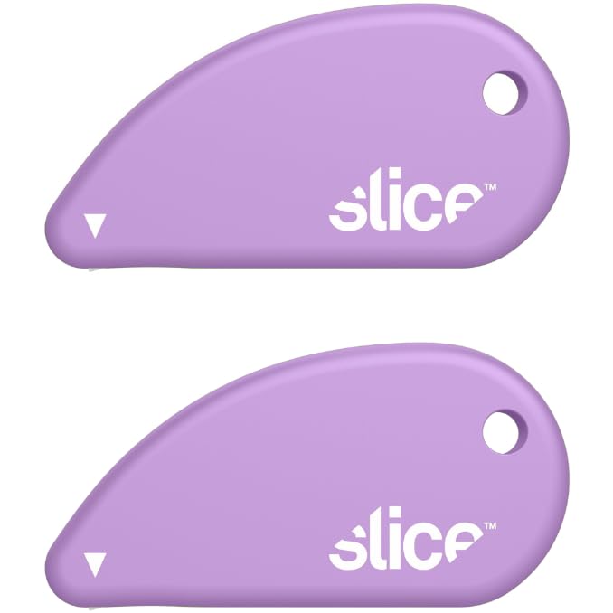 Slice Micro Safety Cutter | Safe Ceramic Box Cutter Lasting 11x Longer than Metal | Keychain Box Opener | 2 Pack | Lavender - Image 1