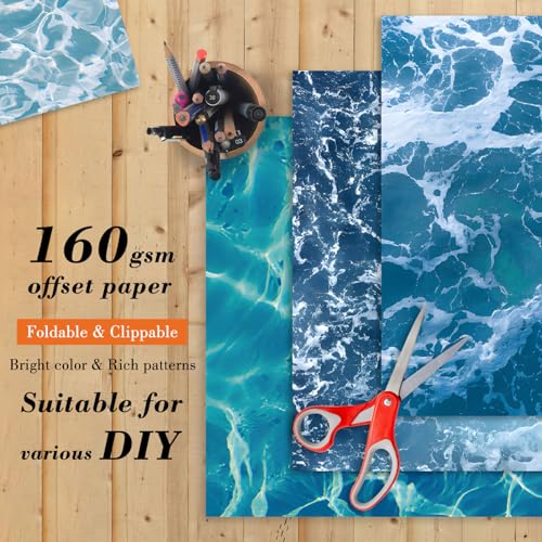 EAMOTOL Blue Scrapbooking Paper Pad - 24 Sheets 6"x 6" Sea Patterned Decorative Decoupage for Wrapping Folded Cardmaking Supplies Gift Cardstock DIY Crafts Scrapbook Photo Album - Image 4