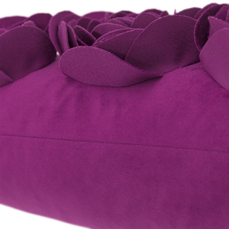 JWH 3D Flower Throw Pillow Cover Decorative Handmade Floral Pillow Case Soft Velvet Pillowcase Lumbar Cushion for Bed Living Room Chair Couch Decor Shams 12x20 Inch Purple Red - Image 5