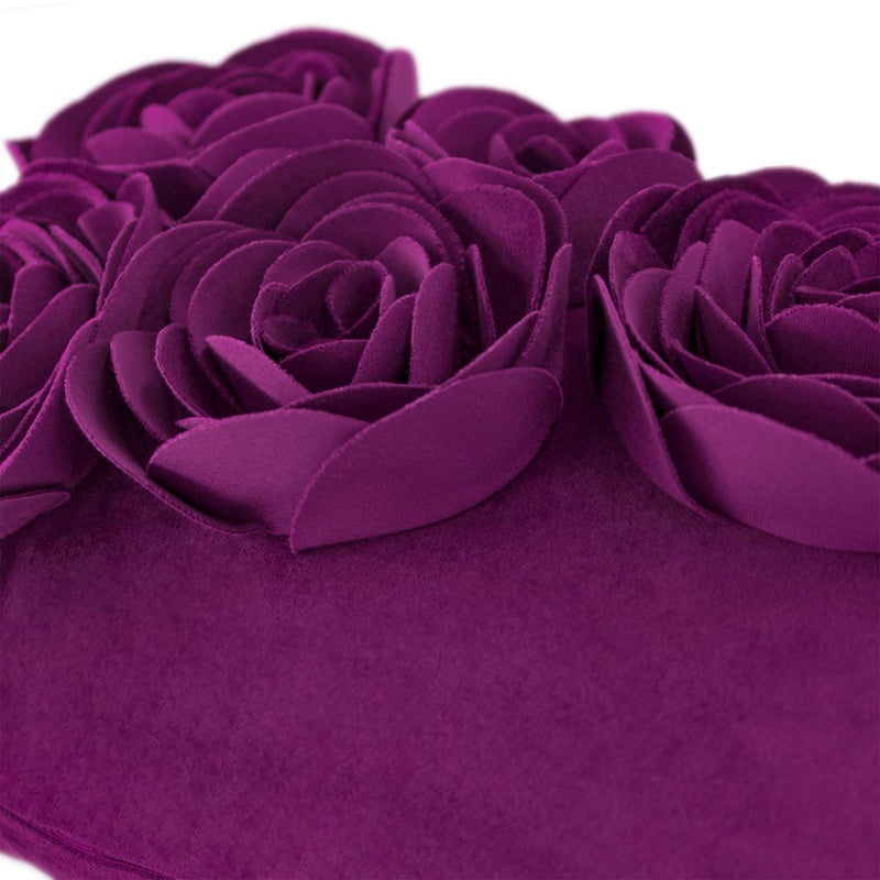 JWH 3D Flower Throw Pillow Cover Decorative Handmade Floral Pillow Case Soft Velvet Pillowcase Lumbar Cushion for Bed Living Room Chair Couch Decor Shams 12x20 Inch Purple Red - Image 4