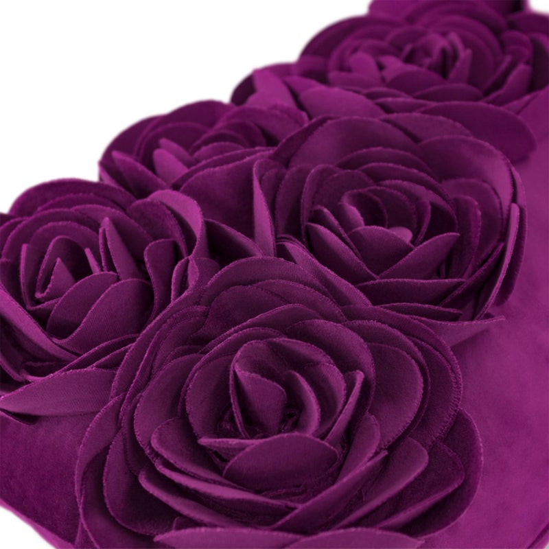 JWH 3D Flower Throw Pillow Cover Decorative Handmade Floral Pillow Case Soft Velvet Pillowcase Lumbar Cushion for Bed Living Room Chair Couch Decor Shams 12x20 Inch Purple Red - Image 3