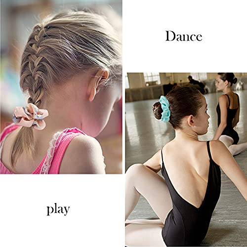 FAMEZA 15 Pcs Floral Solid Color Scrunchies - Silk, Chiffon, Bow Scrunchies for Girls & Women's Hair - Image 4