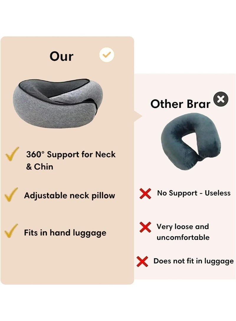 جايزهو وسادة للرقبة للسفر، وسادة للطائرة، وسائد قابلة للتخزين بزاوية 360 درجة، تصميم ميموري فوم متقدم، قابلة للتنفس، محمولة، للطائرات والمكاتب والسيارات (رمادي) - Image 4