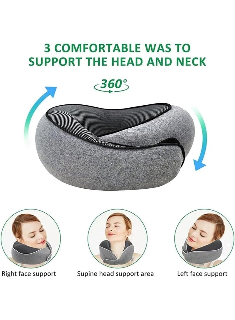 جايزهو وسادة للرقبة للسفر، وسادة للطائرة، وسائد قابلة للتخزين بزاوية 360 درجة، تصميم ميموري فوم متقدم، قابلة للتنفس، محمولة، للطائرات والمكاتب والسيارات (رمادي) - Image 3