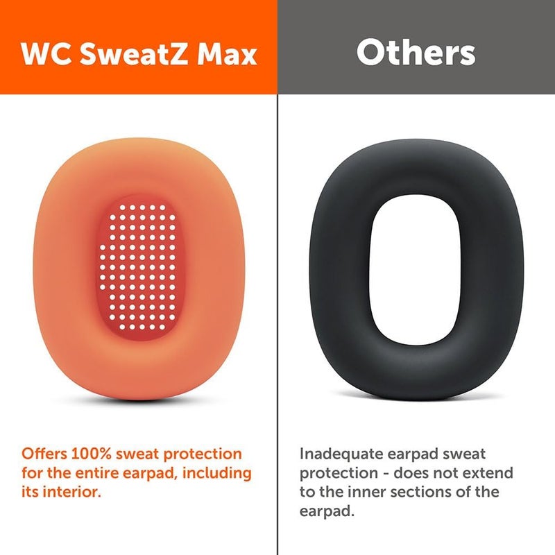 WC SweatZ Max - Patented Protective Earpad Covers for Airpods Max Made by Wicked Cushions | Sweatproof & Easily Washable | Full Earpad Sweat Protection | Orange - Image 4