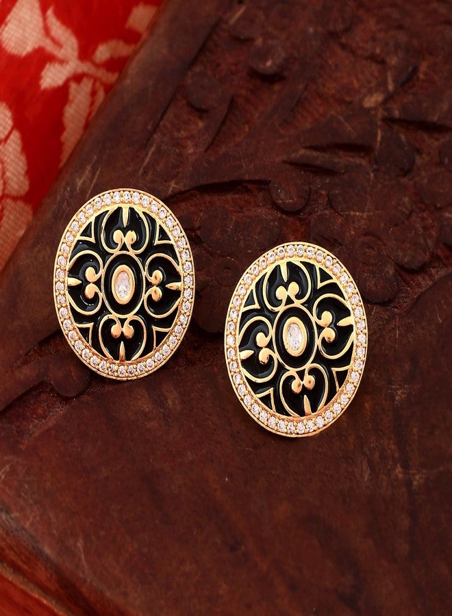 Voylla Pashmina Ziya Kundan Stud Earrings for Women Ethnic Stud Earrings Traditional Indian Jewellery Womens Day Gift for Her Kundan Earrings - Image 2