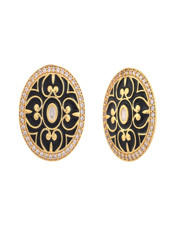 Voylla Pashmina Ziya Kundan Stud Earrings for Women Ethnic Stud Earrings Traditional Indian Jewellery Womens Day Gift for Her Kundan Earrings - Image 1