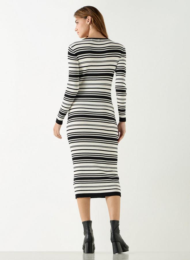 تواكستريمز فستان مقلم بقصّة ضيقة وأكمام طويلة من تو إكستريمز - Image 3