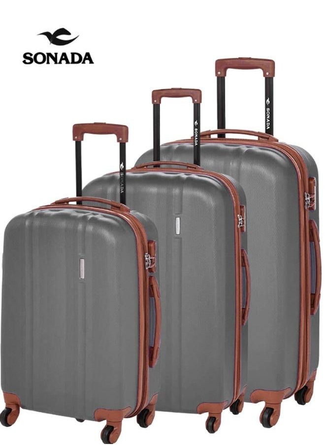 SONADA Luggage Set of 3 Hardside With 4 Wheels And Anti Theft Lock 