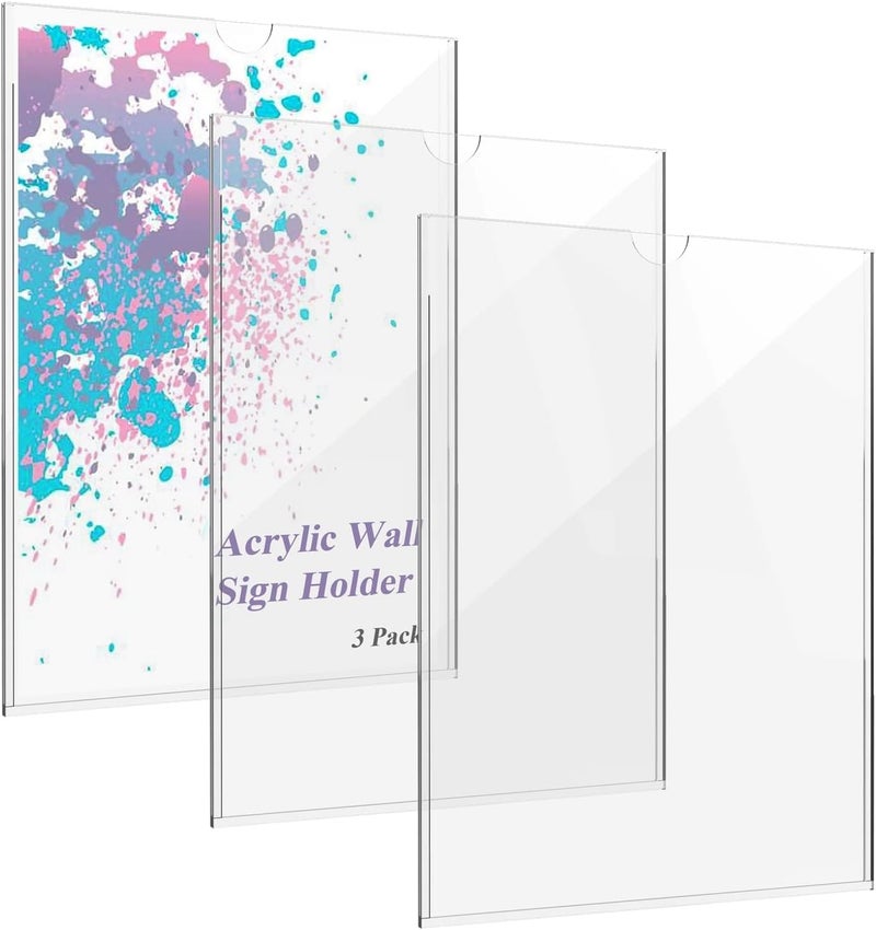 Al Raied ARS® Acrylic Wall Sign Holder - A4 Display Holder (3 Pack) - Image 1