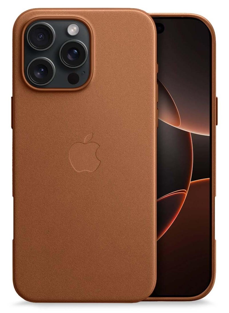 دبليو تيك ابل ايفون 16 برو ماكس 2024 حقيبة شحن لاسلكية مغناطيسية جلدية فاخرة غطاء ماج سيف الأصلي المقاوم للصدمات - الفول السوداني - Image 1