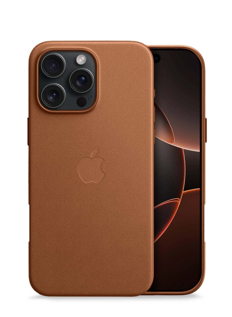 دبليو تيك ابل ايفون 16 برو ماكس 2024 حقيبة شحن لاسلكية مغناطيسية جلدية فاخرة غطاء ماج سيف الأصلي المقاوم للصدمات - الفول السوداني - Image 1