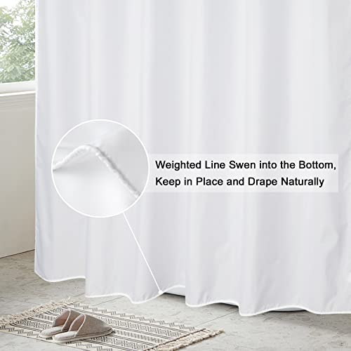EurCross Extra Long Shower Curtain Liner 72 x 86 inch, White Fabric Shower Curtains for Spa Hotel Bathroom, Water Repellent, Machine Washable, 86 Inches Long - Image 4