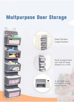 Arabest Over The Door Storage Organizer with Mesh Perspective Window, Foldable Wall Mount Hanging Organizer for Bedroom Nursery Pantry Closet Dorm,Baby Storage-Grey  - Image 5