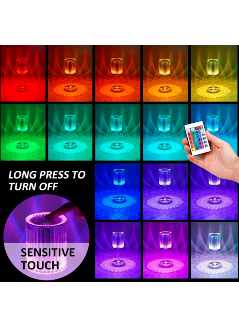 Oliva Nero - USB Rechargeable Crystal Table Lamp Touch Night Light LED Lampshade Remote Control - Image 1