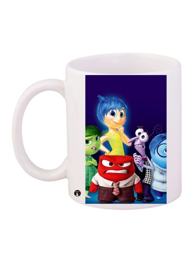 RYN Cartoon Printed Coffee Mug White/Blue/Red 11ounce