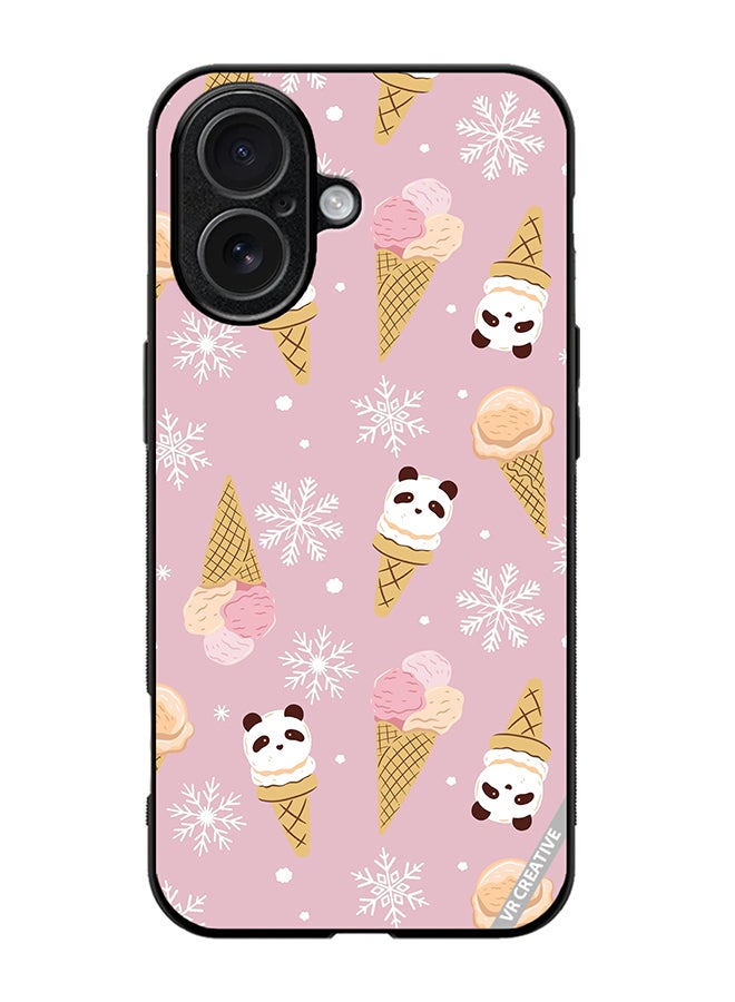 Protective Case Cover For Apple iPhone 17 Ice Cream In Waffle Cups And In The Shape Of A Panda Design Multicolour