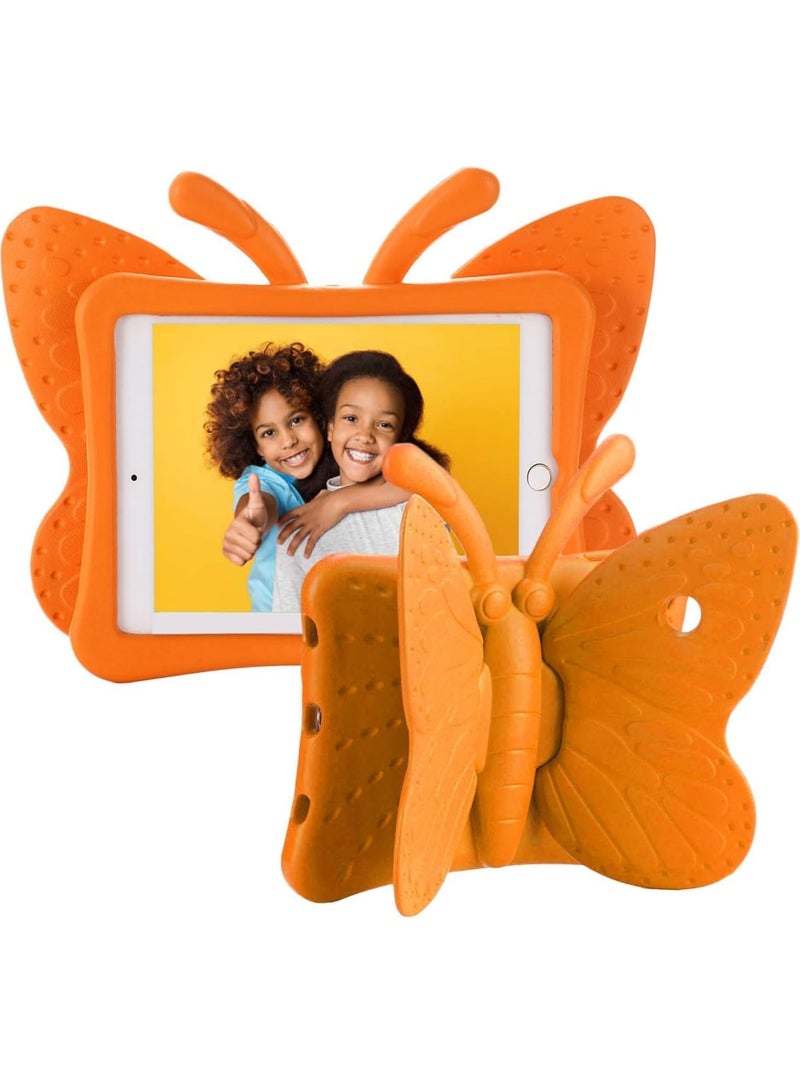 ELTRAZONE iPad Case for Kids, iPad 9.7 inch Case, Light Weight Shockproof EVA Foam Protective Tablet Stand Cover Holder for Apple iPad Air/Air 2 iPad 9.7 2017/2018 Cute Butterfly (ORANGE) - Image 1