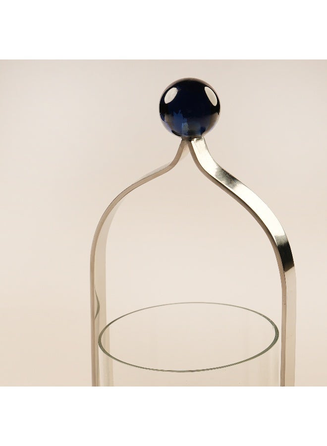 Homez Stainless Steel Candle Holder Yaqut Collection, Silver 17*16.5*55Cm - Image 2