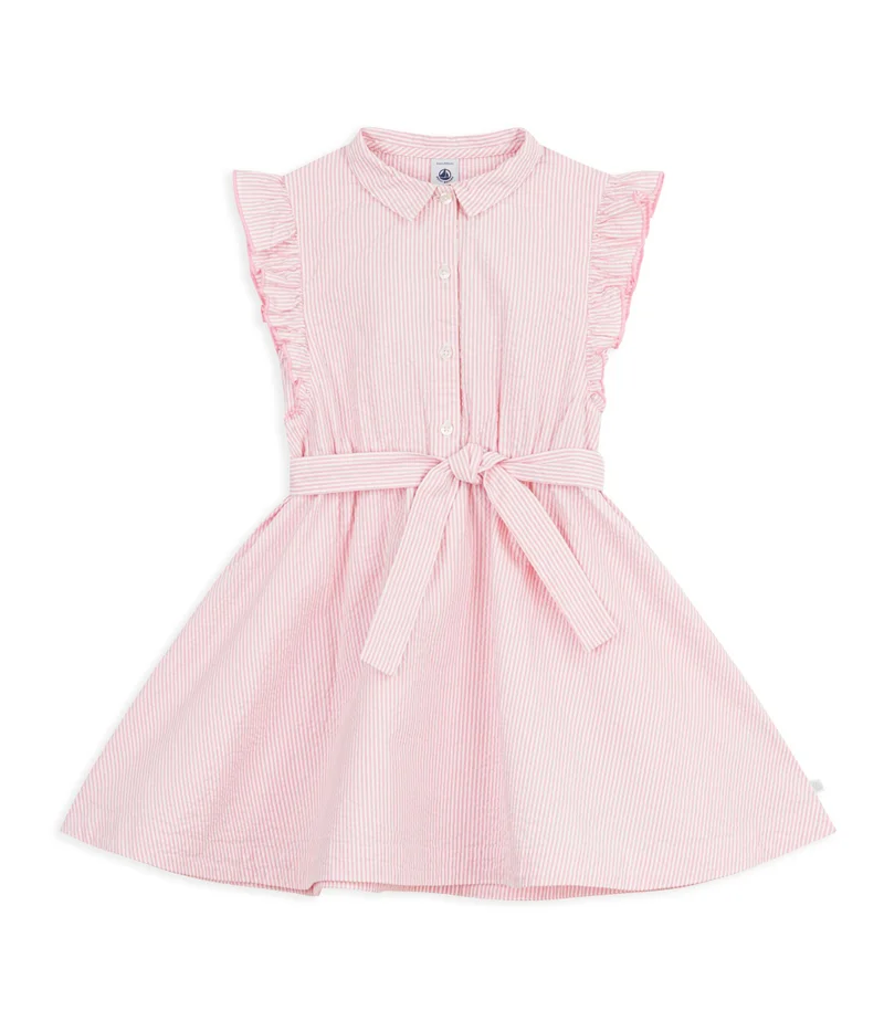 بيتي باتو Children's Short-Sleeved Stripy Poplin Dress