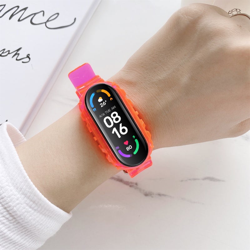 erorex For Xiaomi Mi Band 5 / 4 Universal Silicone Transparent Watch Band(Red) - Image 3