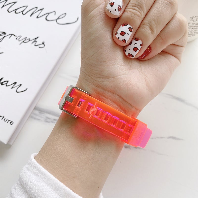 erorex For Xiaomi Mi Band 5 / 4 Universal Silicone Transparent Watch Band(Red) - Image 2