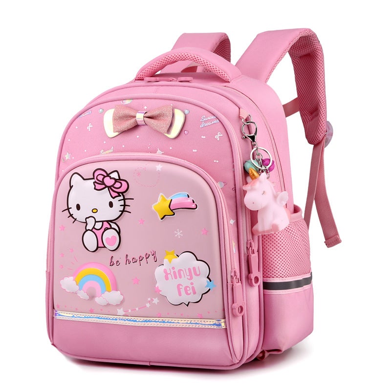 Trolley School Bag For Grades 1-6, Weight-Reducing And Spine-Protecting Children'S Backpack, Water-Resistant Geometric Pattern For Girls - Image 3