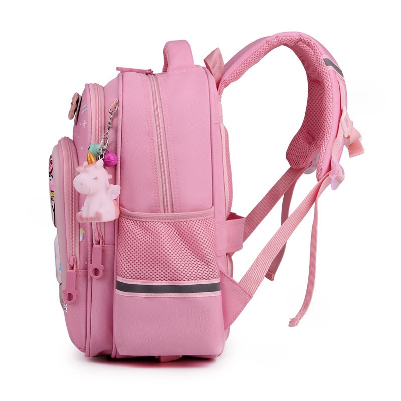 Trolley School Bag For Grades 1-6, Weight-Reducing And Spine-Protecting Children'S Backpack, Water-Resistant Geometric Pattern For Girls - Image 4