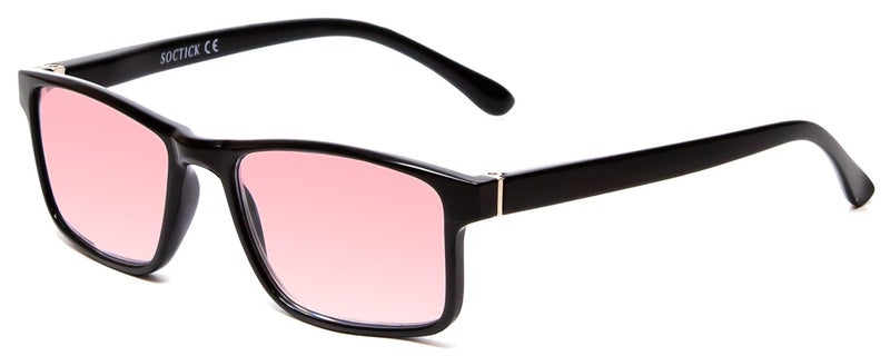 Calabria FL41 Pink Tinted Reading Glasses Black200 Lenses Full Rim Eyeglasses for Men Women Eyewear for Light Sensitivity Outdoors Photophobia Vision Reading Glasses - Image 3