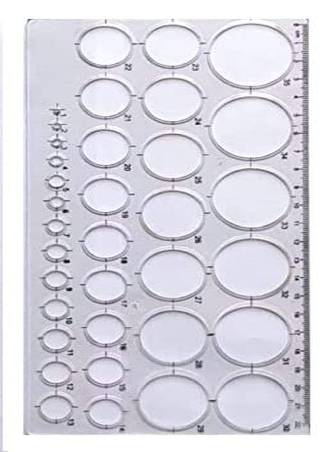 FIRST CLICK Stencil for Shapes Making Size - LENGTH-24 cm Width-9.8 cm And Art Circle Master with 35 Circles (White, Size: Length- 23.5 cm & Breadth- 11.5 cm) - Image 4
