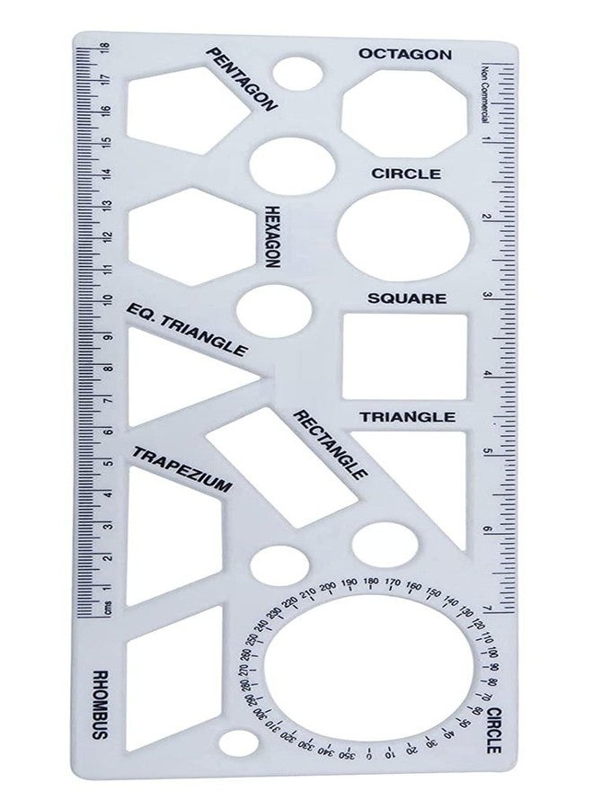 FIRST CLICK Stencil for Shapes Making Size - LENGTH-24 cm Width-9.8 cm And Art Circle Master with 35 Circles (White, Size: Length- 23.5 cm & Breadth- 11.5 cm) - Image 3
