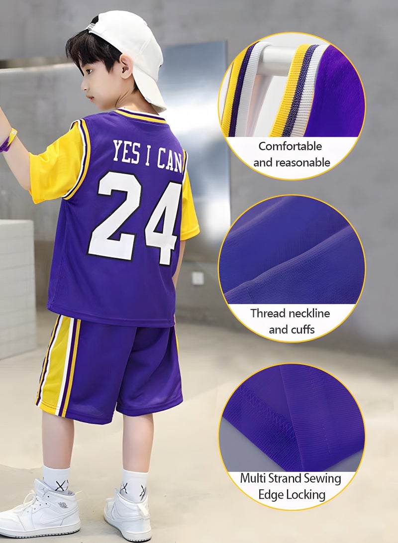 GROIC Children's Jersey #24 Basketball Jersey, Sportswear Universal Sleeveless T-Shirt Shorts Jersey Set,Sports Suits Top+Shorts Set Kids Tracksuits  - Image 3