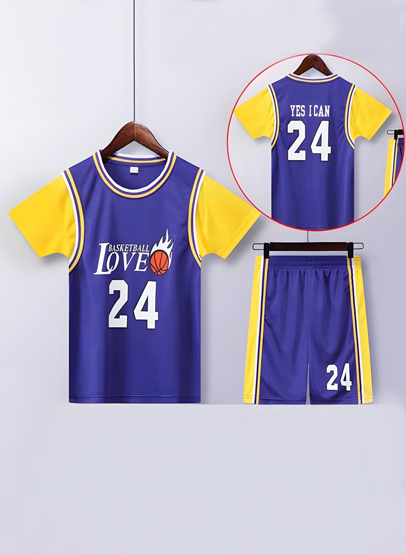 GROIC Children's Jersey #24 Basketball Jersey, Sportswear Universal Sleeveless T-Shirt Shorts Jersey Set,Sports Suits Top+Shorts Set Kids Tracksuits  - Image 5