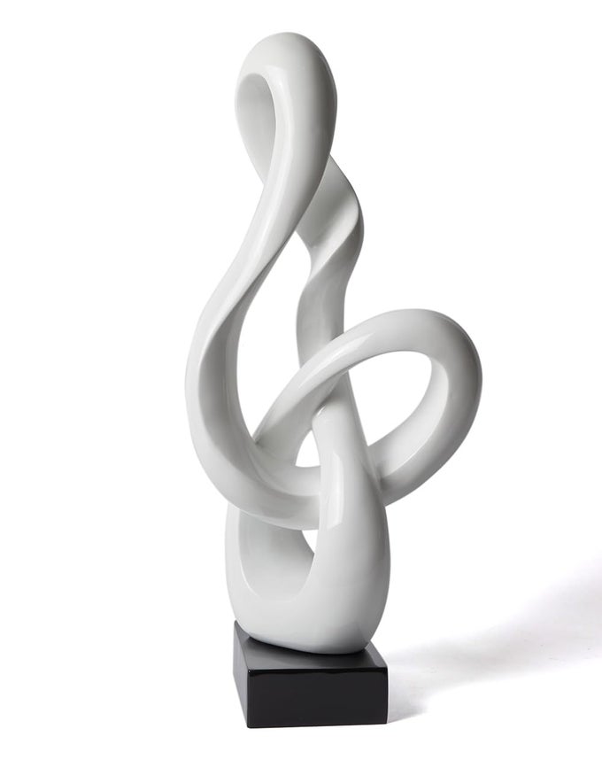 SCULPTURE MUSIC NOTE DECOR MODERN STATUE GIFTS TREBLE CLEF FIGURINE POLYRESIN ARTS WHITE 23 INCH