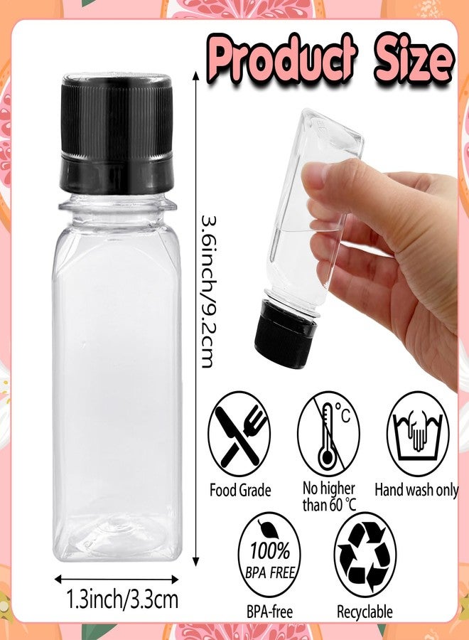 Haawooky 12 Pcs 2oz Small Shot Bottles with Black Caps,Plastic Ginger Shots Containers with 4 Funnels,Clear Empty Plastic Juice Bottles for Juice, Milk and Other Beverages - Image 2