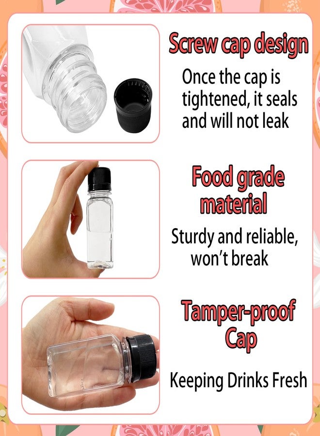 Haawooky 12 Pcs 2oz Small Shot Bottles with Black Caps,Plastic Ginger Shots Containers with 4 Funnels,Clear Empty Plastic Juice Bottles for Juice, Milk and Other Beverages - Image 3