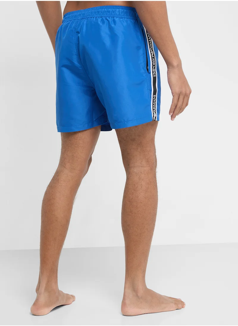 EMPORIO ARMANI Beachwear Logo  Drawstring Shorts