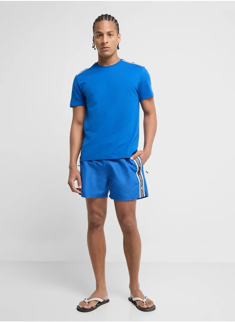 EMPORIO ARMANI Beachwear Logo  Drawstring Shorts