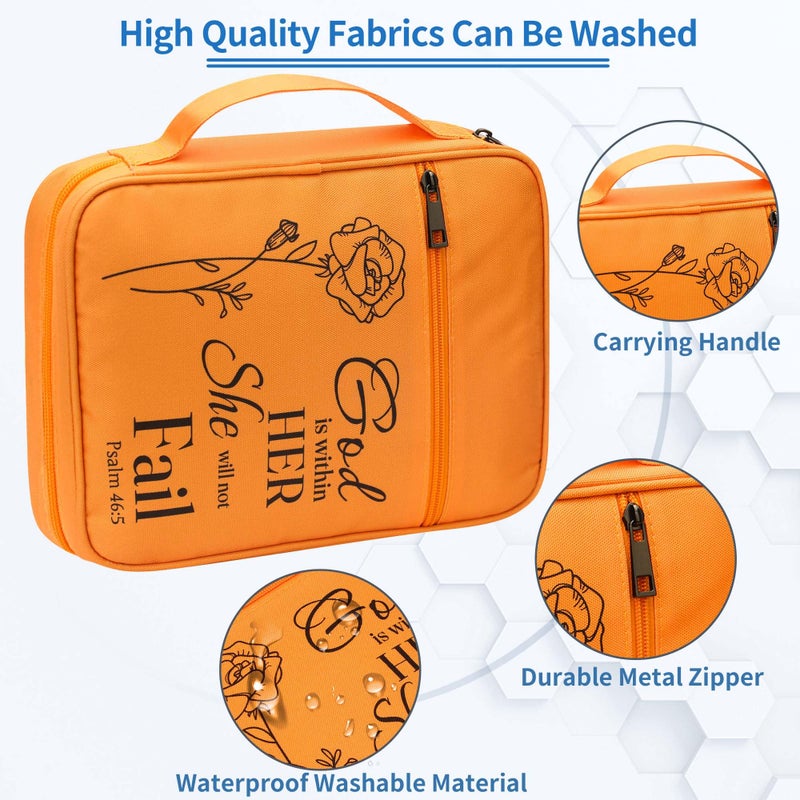 GUEER Bible Cover for Women, Bible Holder, Bible Cover Carrier Carrying Organizer Bag, Zipper and Pockets for Standard Size Bible, Gift for Women(HERorange) - Image 5