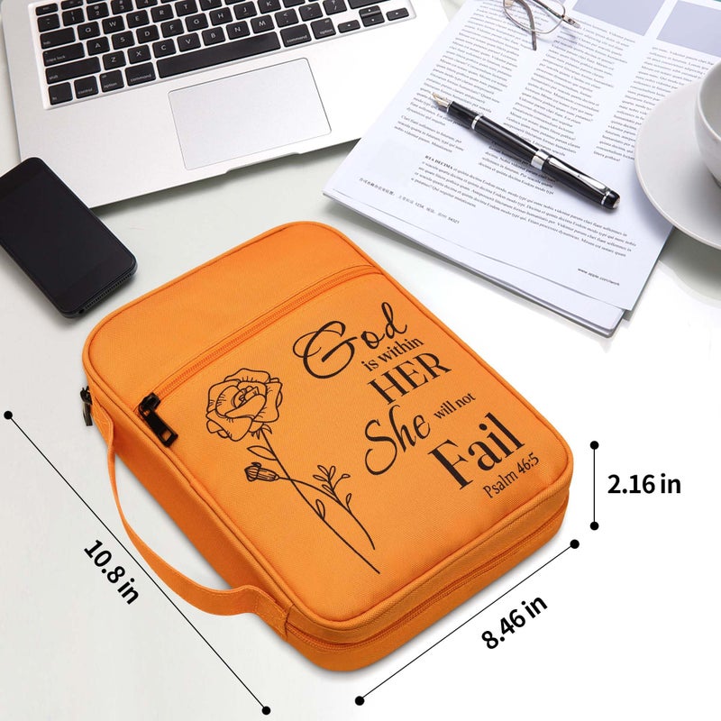 GUEER Bible Cover for Women, Bible Holder, Bible Cover Carrier Carrying Organizer Bag, Zipper and Pockets for Standard Size Bible, Gift for Women(HERorange) - Image 3