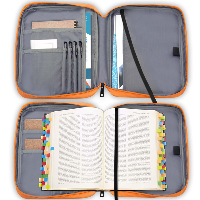 GUEER Bible Cover for Women, Bible Holder, Bible Cover Carrier Carrying Organizer Bag, Zipper and Pockets for Standard Size Bible, Gift for Women(HERorange) - Image 4