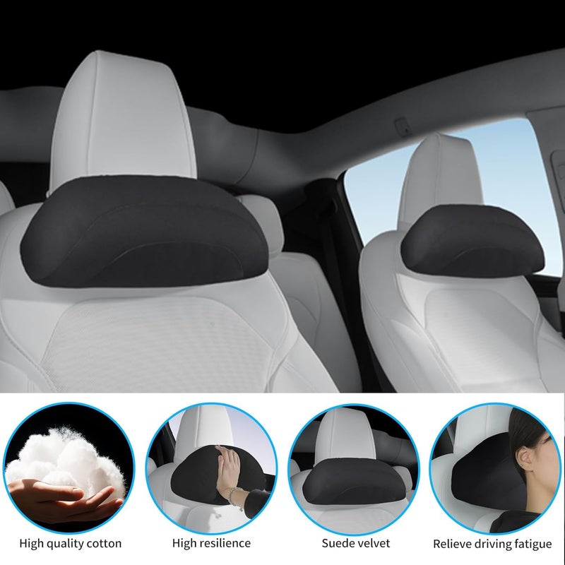 Nappa Leather Headrest Pillow 2 Packs for Tesla Neck Pillow Uniquely Designed for Tesla Model Y/3 Neck Support Cushion (White Neck Pillow + Lumbar Support Pillow) - Image 4